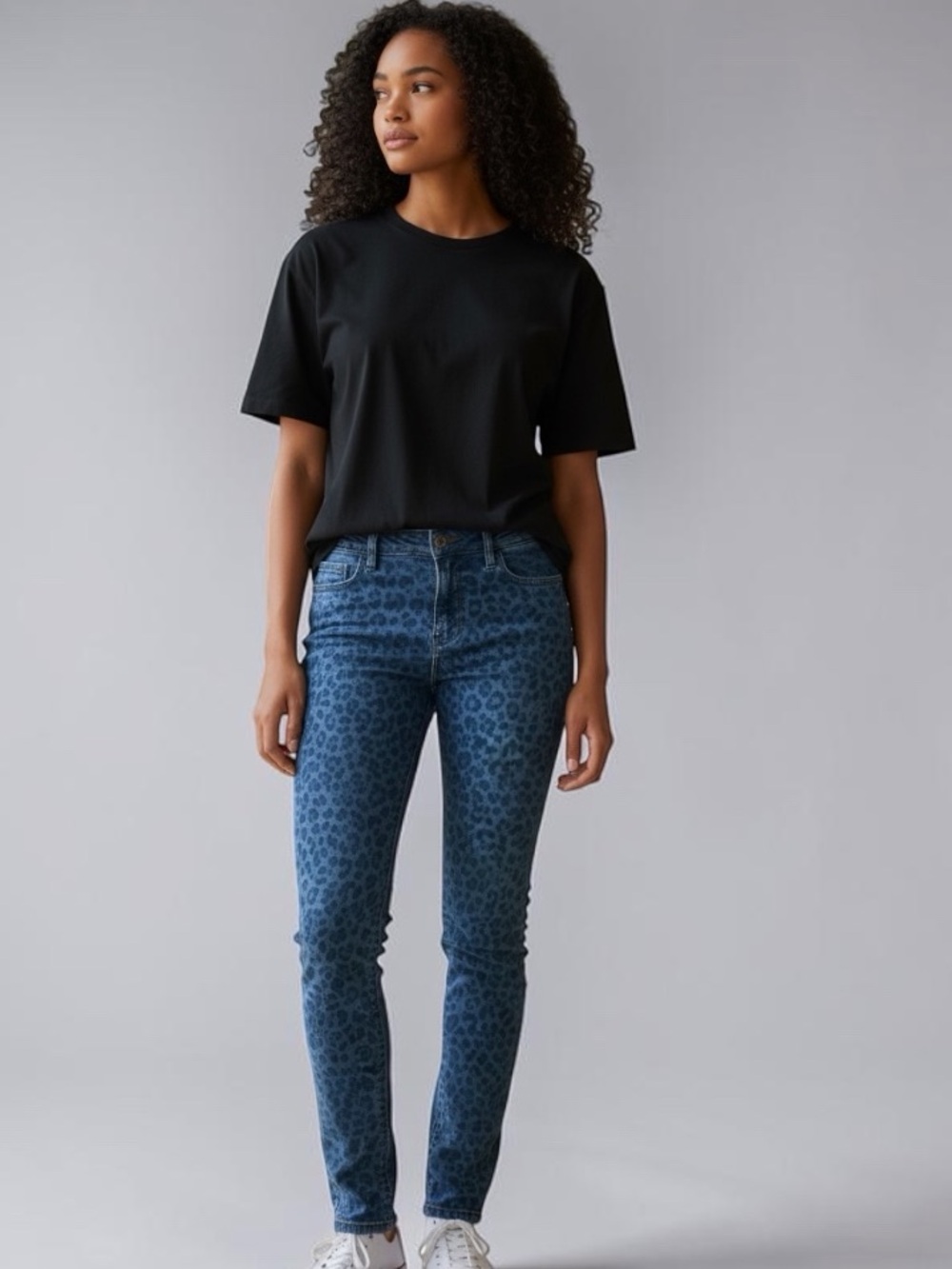 Vintage Guess Dark Blue Leopard-Print Brittany Skinny Jeans